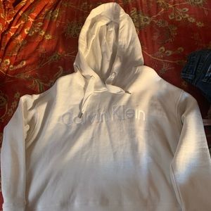 Calvin Klein white hoodie crop-top
